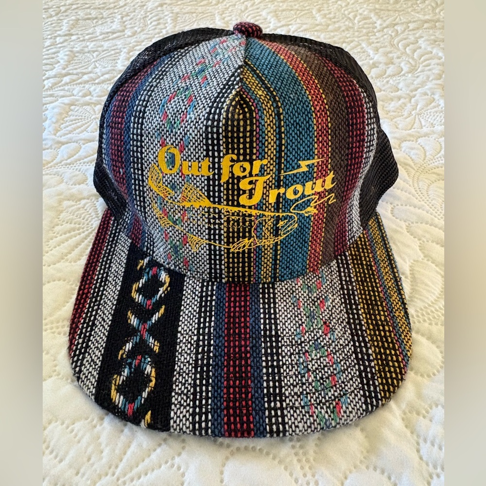 Unique out for trout fishing trucker Hat adjustable/snapback multicolor/black